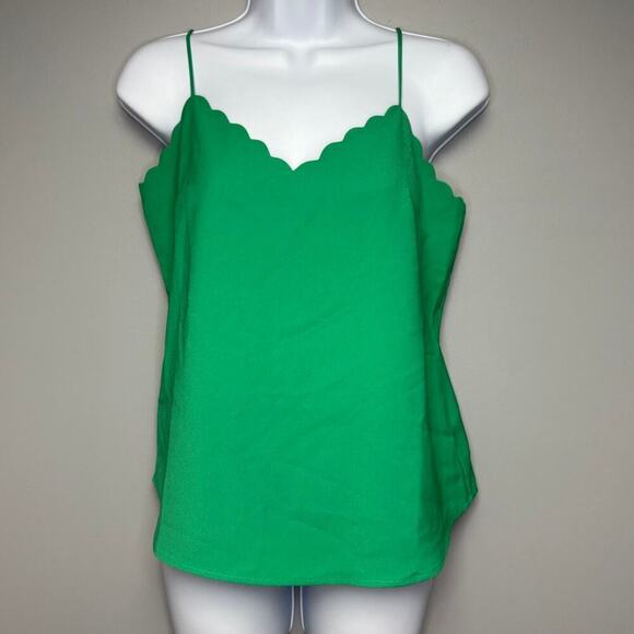 NWT J. Crew Kelly Green Scalloped Edge Cami Womens Sz 2 - Picture 1 of 4